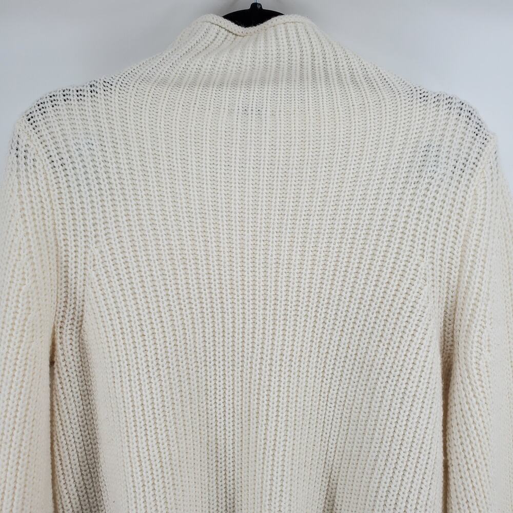 Cremleuix Wool Blend Cream Mock Neck Chunky Knit Sweater with Bell Sleeves| S - Picture 9 of 11